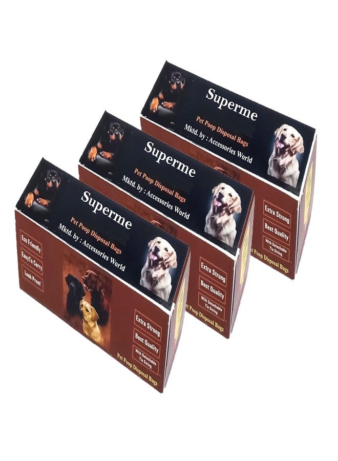 Superme Dog Poop Bags | Pack of 3 boxes (90 bags) Size 17 IN X 19 IN | Leak-Proof Bags for Discreet Disposal of PET POOP | Specially Designed For Big Size Dogs | Dog Potty Picker Bag - Image 1
